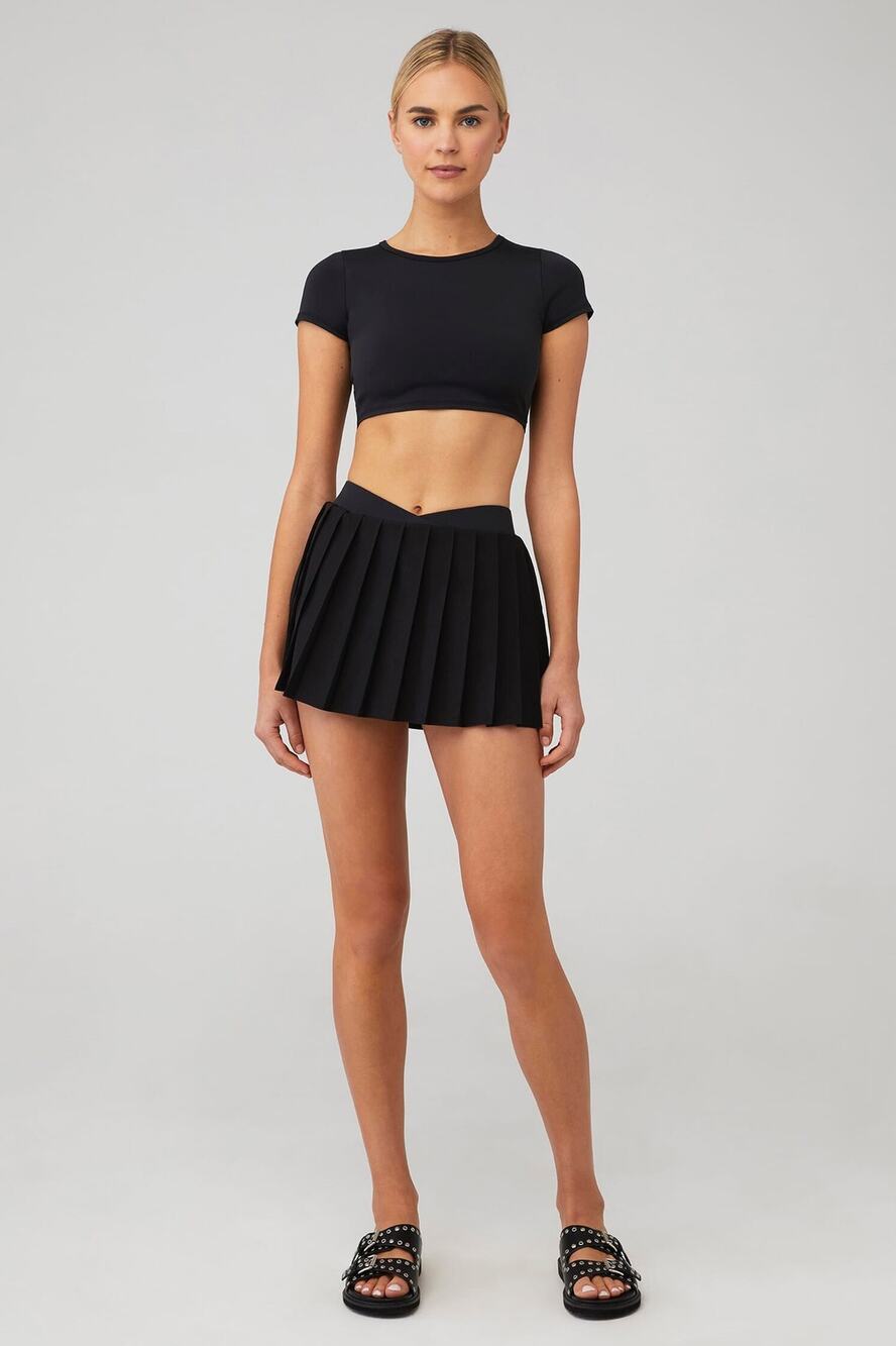 Frankies Bikinis Active Windy Pleated Mini Black Tennis Skort Size XS